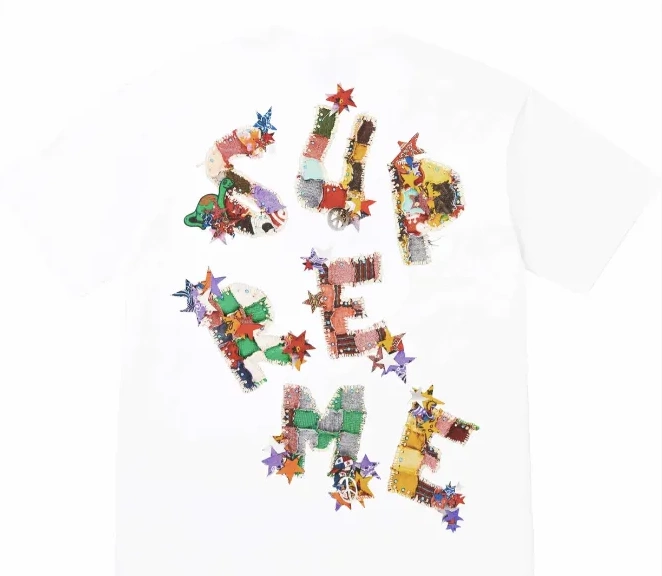 T-shirt XL S M Patchwork L White Printed Tee Back Black and Color Logo Letter 24SS 0926
